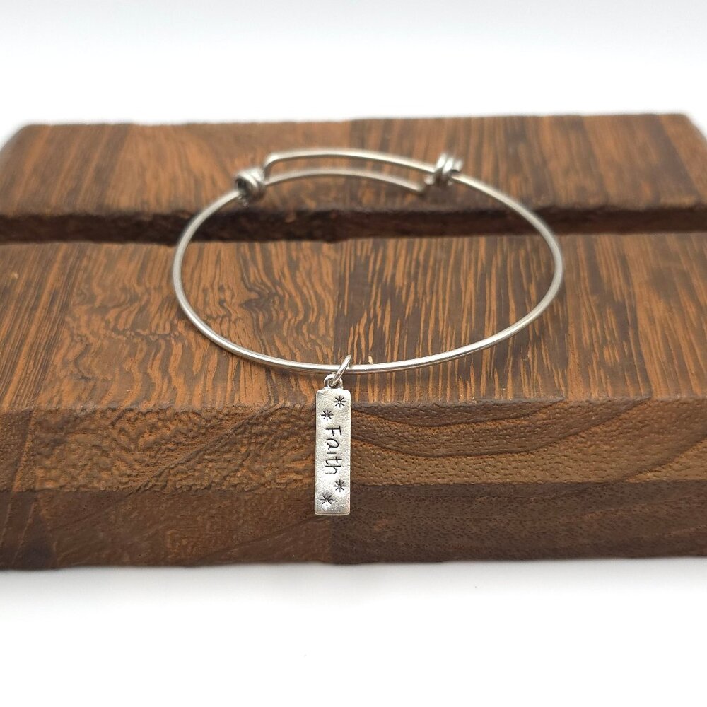 7 1/2 Inch 925 Sterling Silver Faith Charm Bracelet